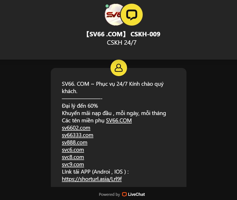 Cách thức liên hệ SV66 thông qua livechat